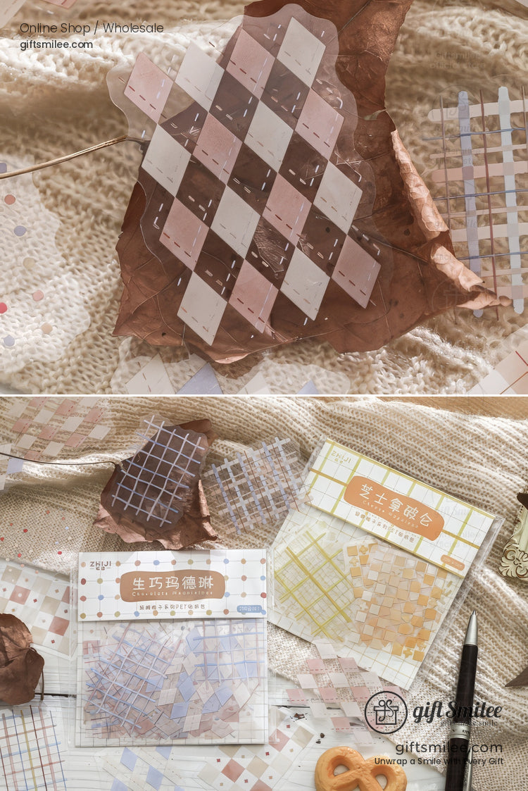 Translucent Pet Pastel Plaid Sticker Pack | KS-SA-4327