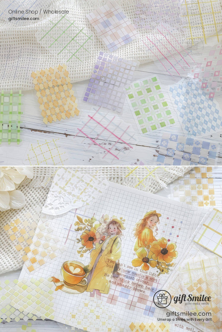 Translucent Pet Pastel Plaid Sticker Pack | KS-SA-4327