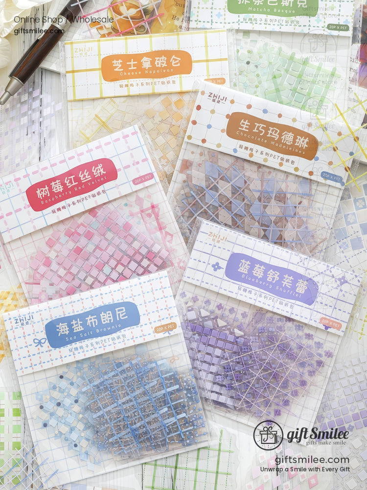 Translucent Pet Pastel Plaid Sticker Pack | KS-SA-4327