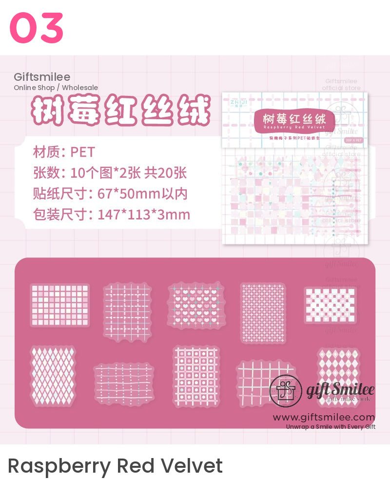 Translucent Pet Pastel Plaid Sticker Pack | KS-SA-4327