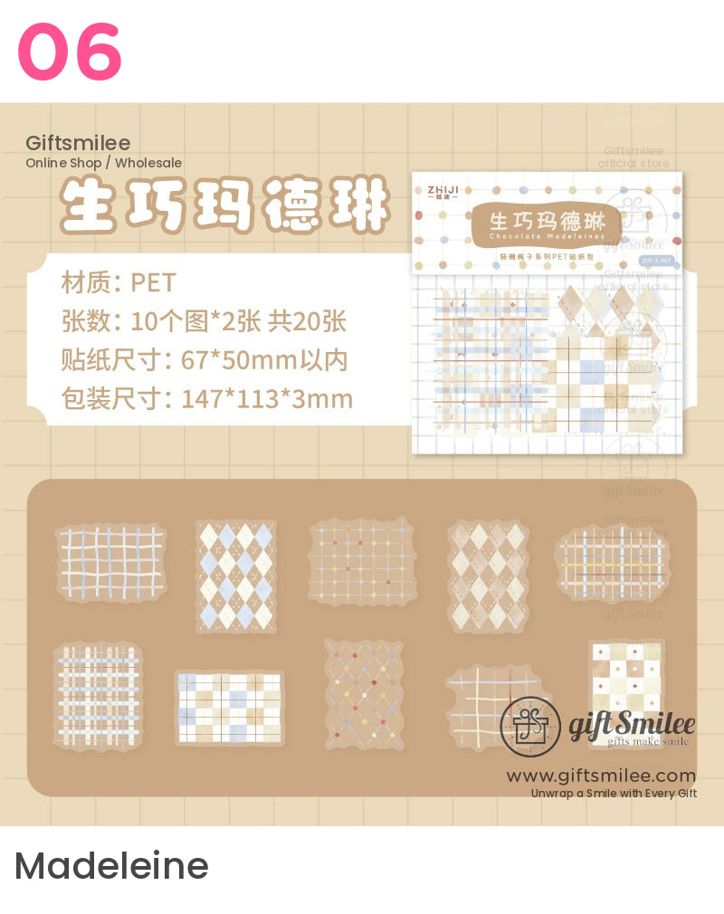 Translucent Pet Pastel Plaid Sticker Pack | KS-SA-4327