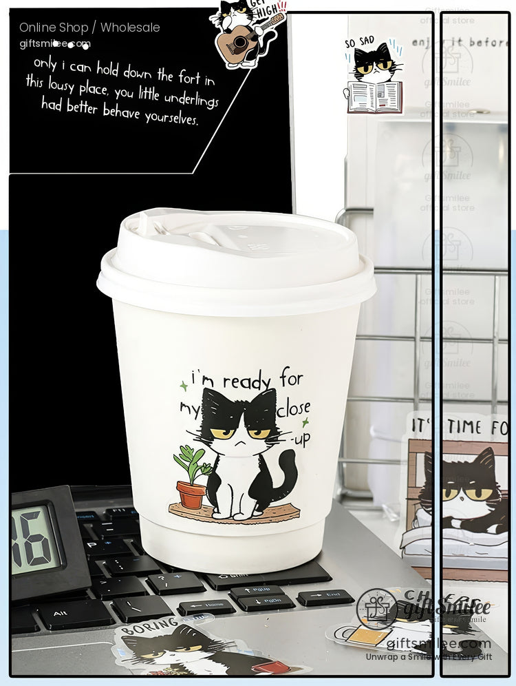 Matte Vinyl Waterproof Die-Cut Comic Cat Sticker Pack | KS-SA-4328