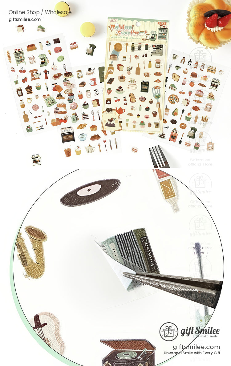 Matte Pet Washi-Look 4-Sheet Die-Cut Mini Illustrations Sticker Pack | KS-SA-4329