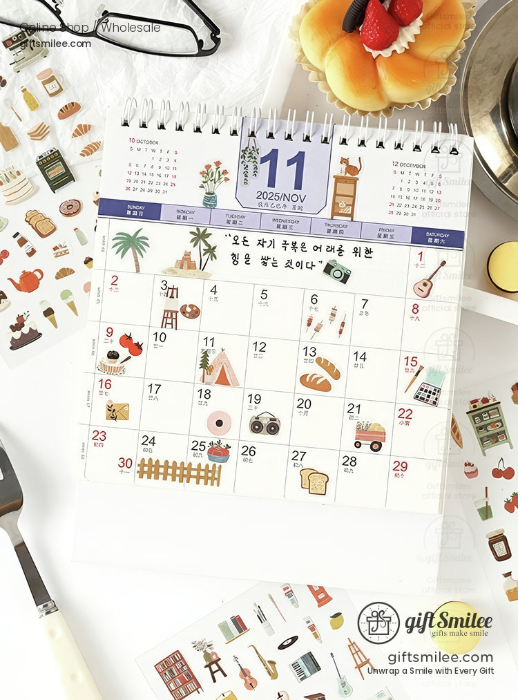 Matte Pet Washi-Look 4-Sheet Die-Cut Mini Illustrations Sticker Pack | KS-SA-4329