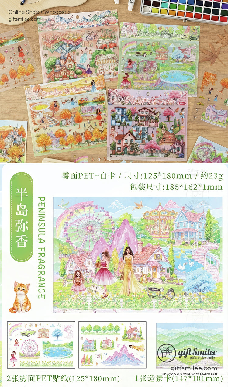 Matte Pet Overlay Die‑Cut Layerable Scenes 3D Scene Stickers | KS-SA-4330