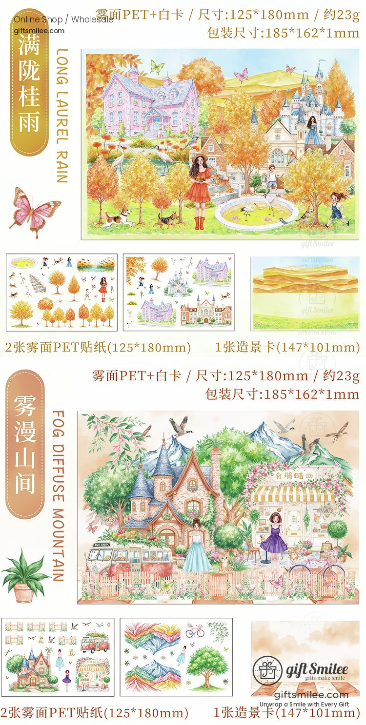 Matte Pet Overlay Die‑Cut Layerable Scenes 3D Scene Stickers | KS-SA-4330