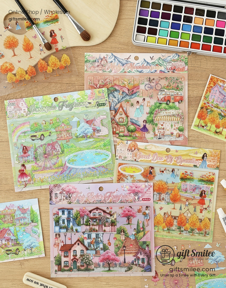 Matte Pet Overlay Die‑Cut Layerable Scenes 3D Scene Stickers | KS-SA-4330