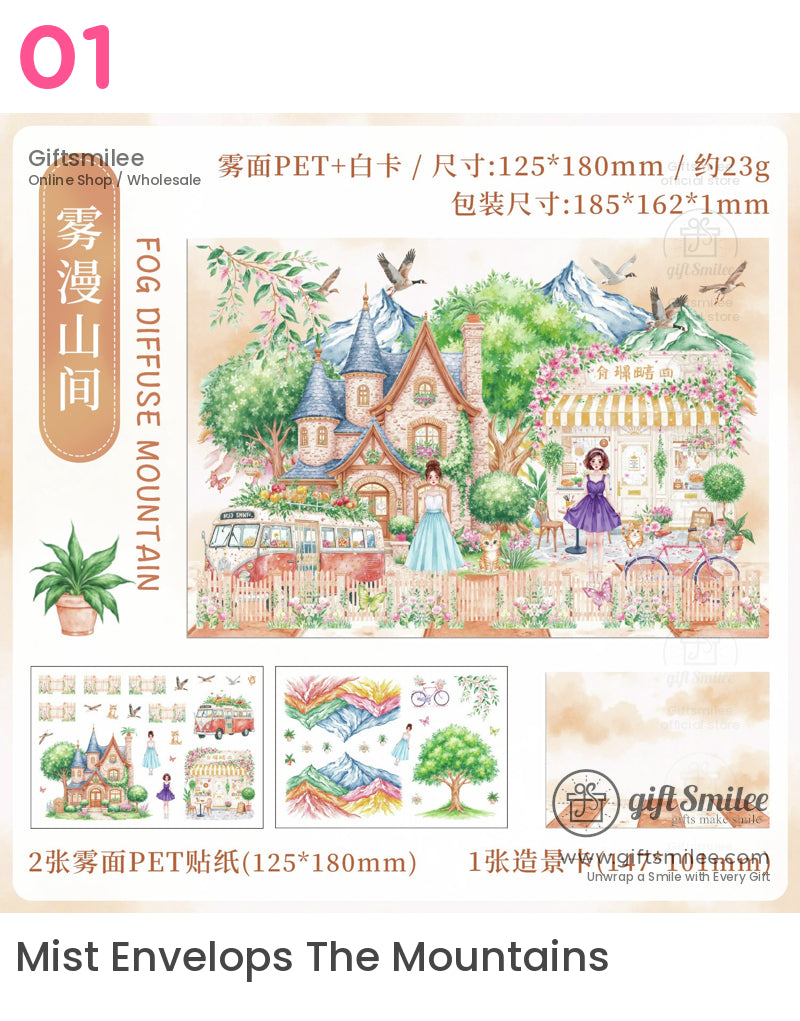 Matte Pet Overlay Die‑Cut Layerable Scenes 3D Scene Stickers | KS-SA-4330