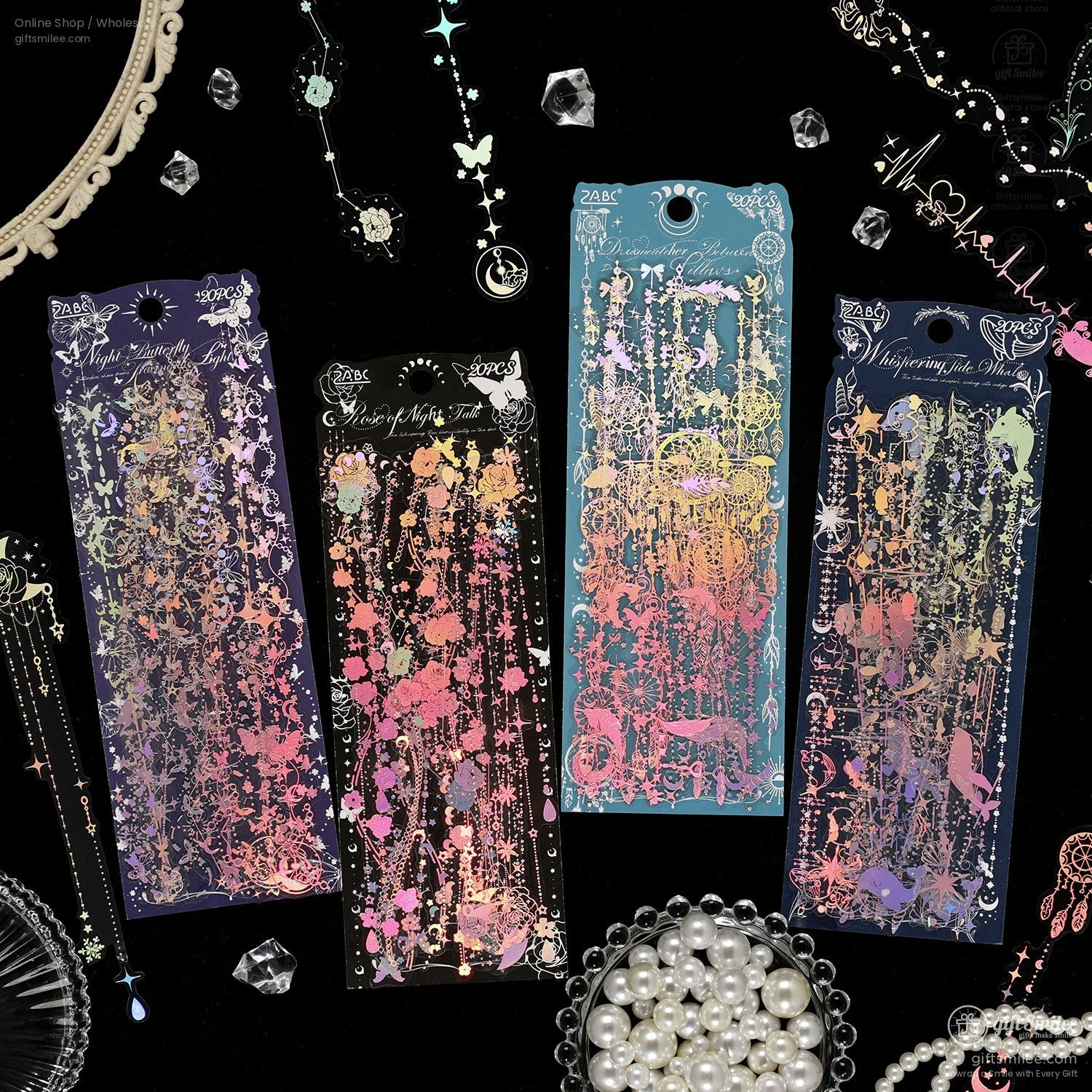 Pet Holographic Silver Foil Borders Decorative Stickers | KS-SA-4331