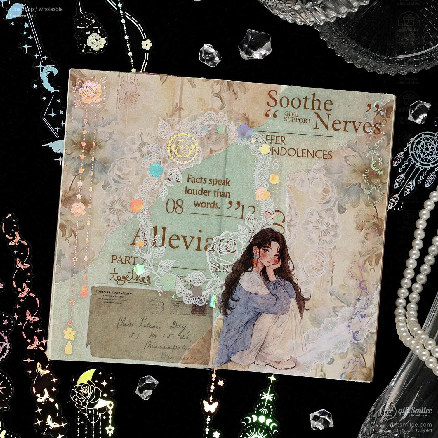 Pet Holographic Silver Foil Borders Decorative Stickers | KS-SA-4331