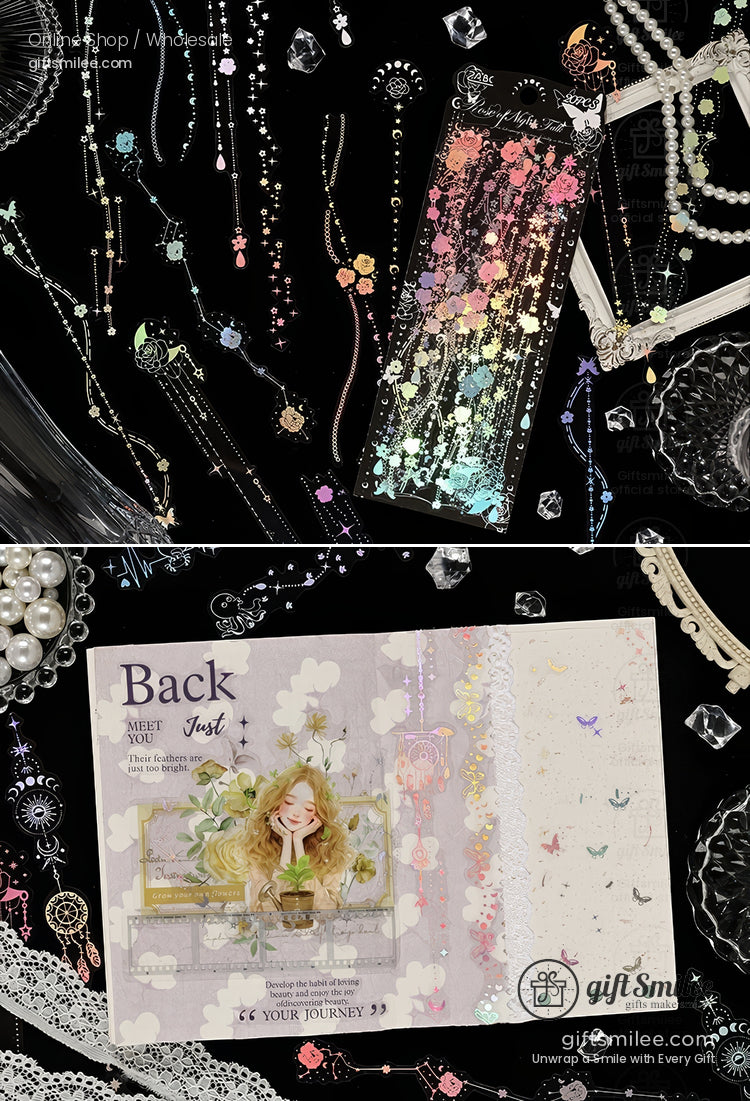 Pet Holographic Silver Foil Borders Decorative Stickers | KS-SA-4331