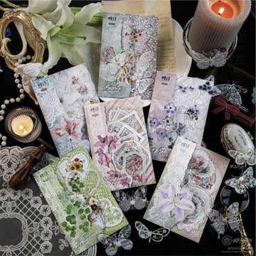 Pet White-Ink Lace Floral Transparent Decorative Stickers | KS-SA-4332