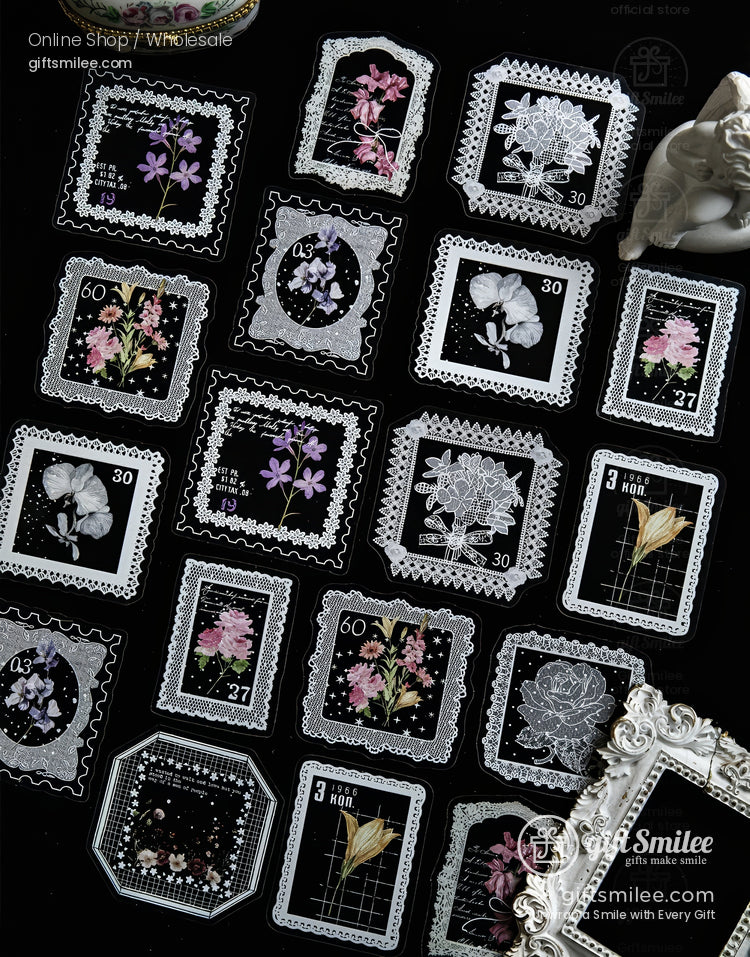 Pet White-Ink Lace Floral Transparent Decorative Stickers | KS-SA-4332