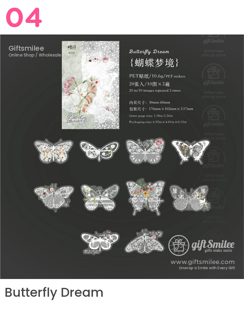 Pet White-Ink Lace Floral Transparent Decorative Stickers | KS-SA-4332
