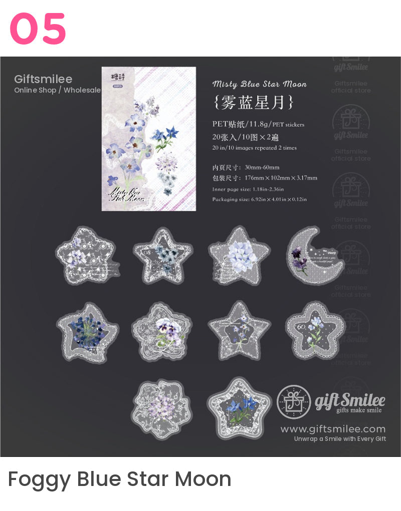 Pet White-Ink Lace Floral Transparent Decorative Stickers | KS-SA-4332