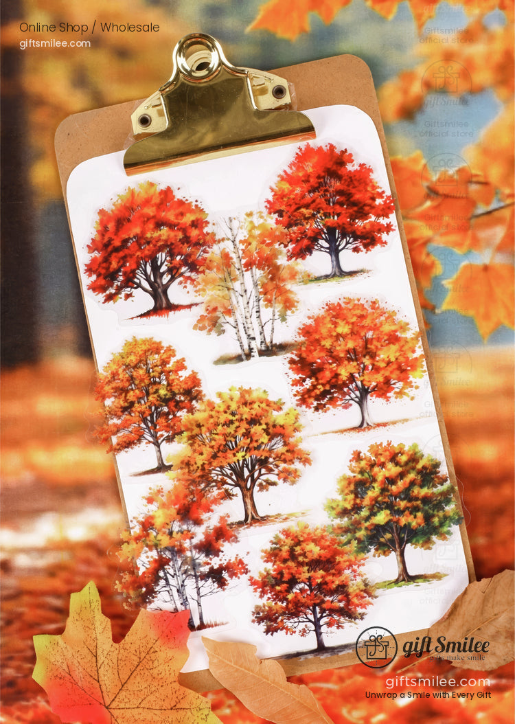 Matte Pet Die-Cut Transparent Tree Illustrations Decorative Stickers | KS-SA-4333