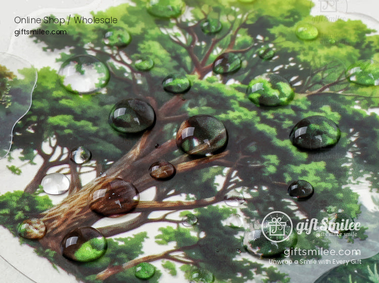 Matte Pet Die-Cut Transparent Tree Illustrations Decorative Stickers | KS-SA-4333