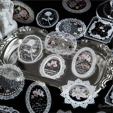 Pet Transparent Lace Overlay Floral Decorative Stickers | KS-SA-4334
