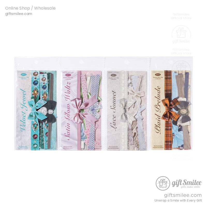 Textured Ribbon Bow Die‑Cut Decorative Sticker Set | KS-SA-4335