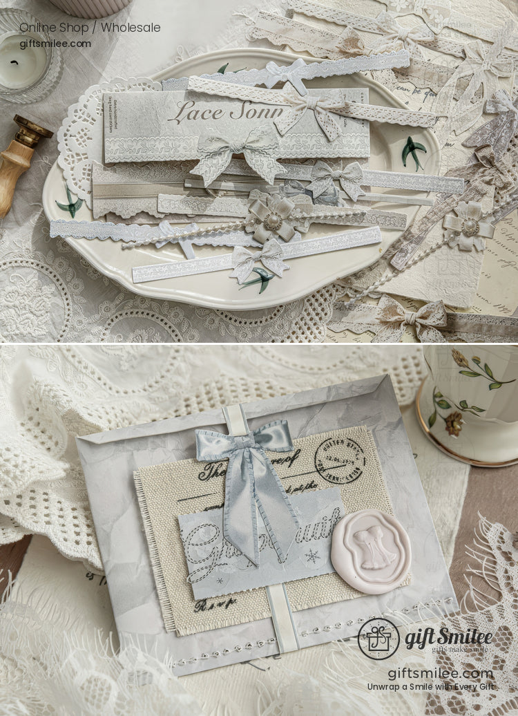 Textured Ribbon Bow Die‑Cut Decorative Sticker Set | KS-SA-4335