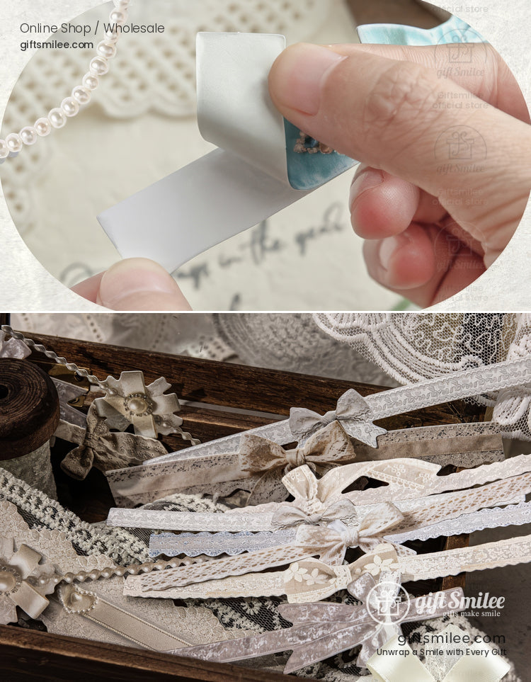 Textured Ribbon Bow Die‑Cut Decorative Sticker Set | KS-SA-4335