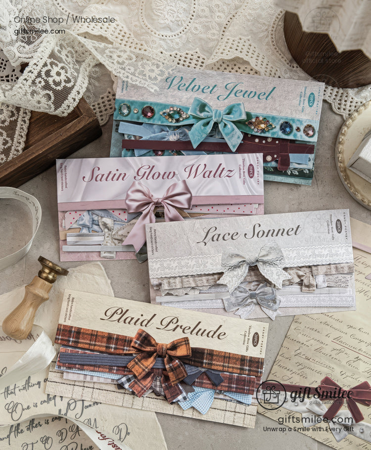 Textured Ribbon Bow Die‑Cut Decorative Sticker Set | KS-SA-4335