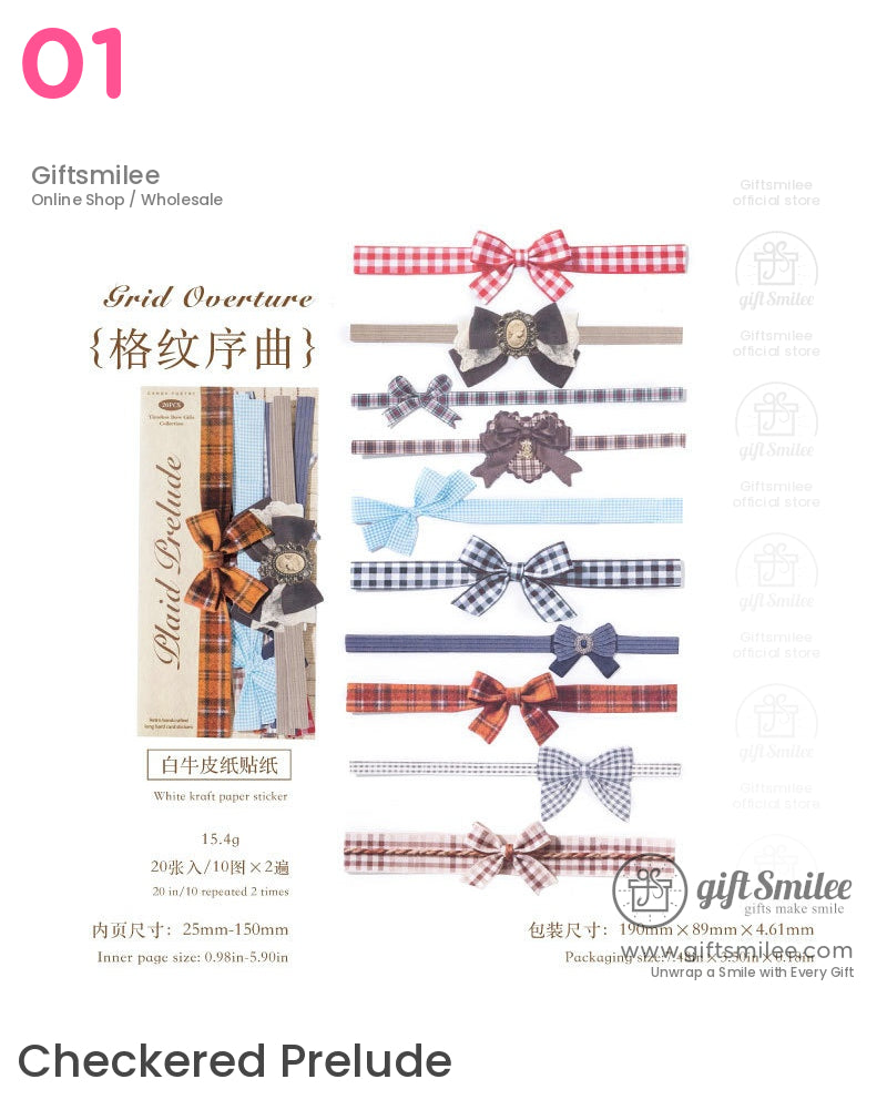 Textured Ribbon Bow Die‑Cut Decorative Sticker Set | KS-SA-4335