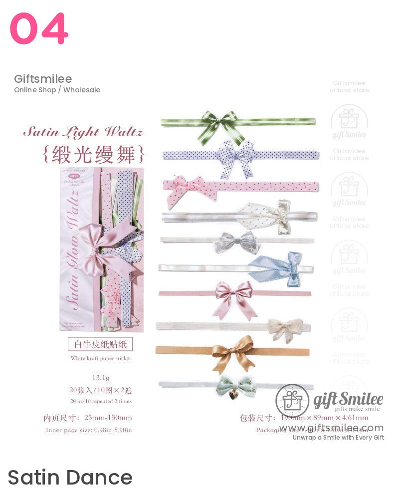 Textured Ribbon Bow Die‑Cut Decorative Sticker Set | KS-SA-4335