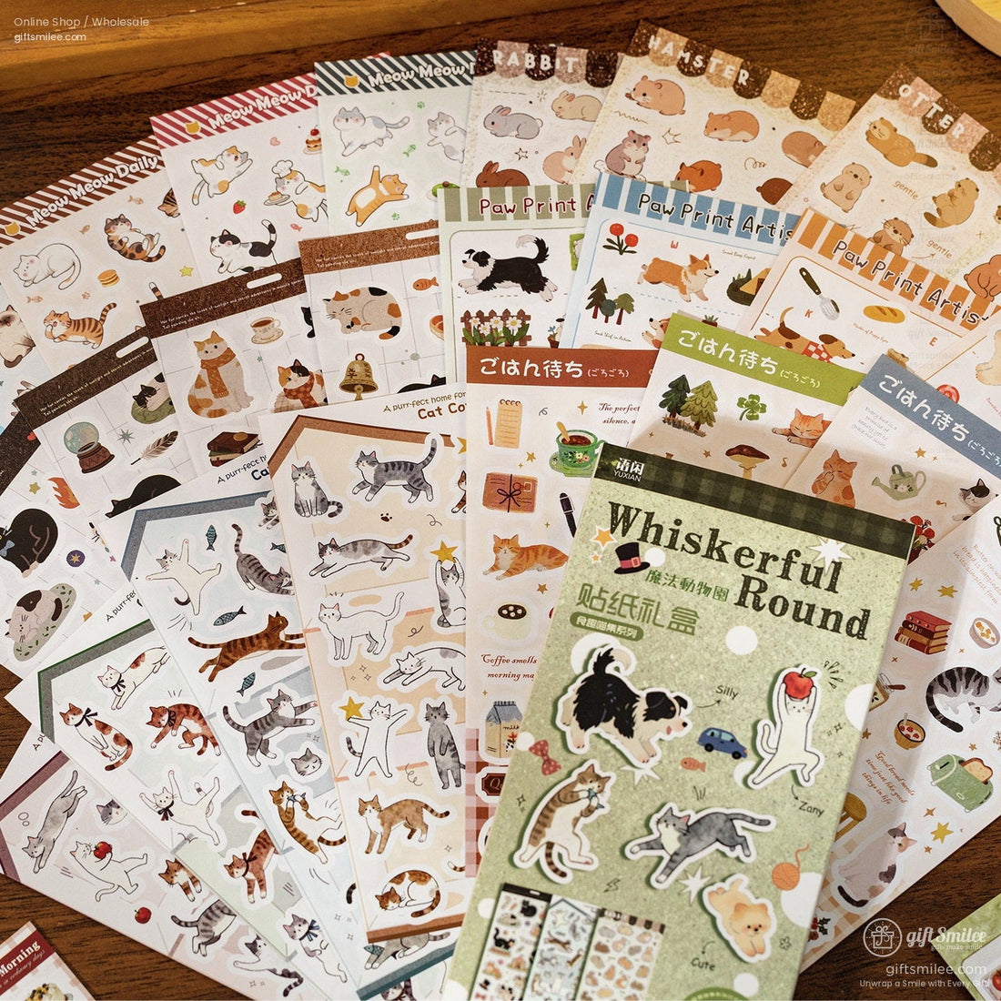 Vintagestyle sticker set gift box with bakerythemed illustrations pastel tones and dessert designs including cakes and bread