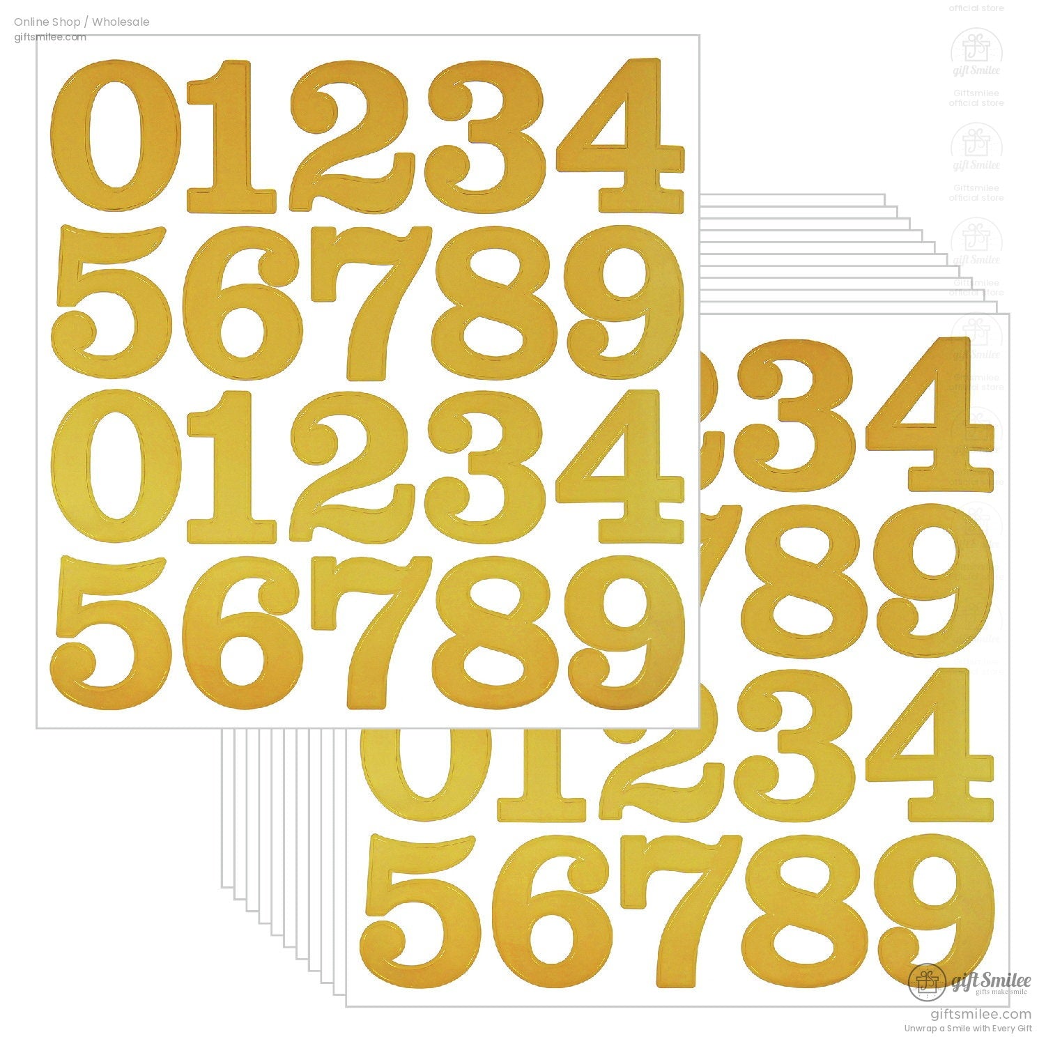 2-Inch Foil Gold Waterproof Adhesive Number Stickers | KS-SA-4366