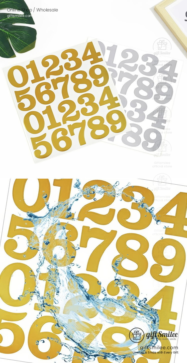 2-Inch Foil Gold Waterproof Adhesive Number Stickers | KS-SA-4366