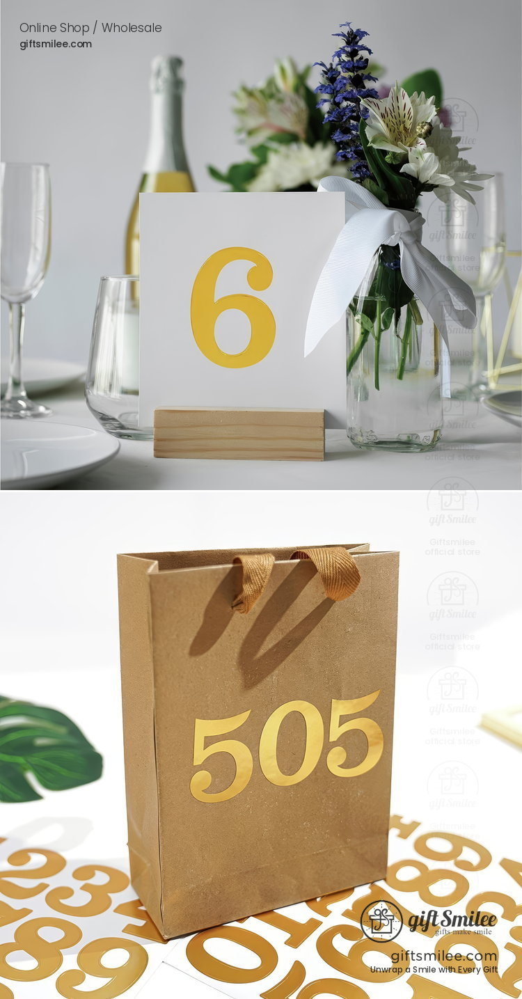 2-Inch Foil Gold Waterproof Adhesive Number Stickers | KS-SA-4366