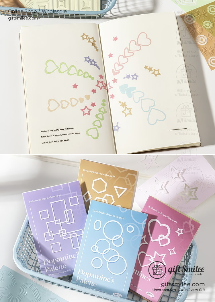 Pastel Die‑Cut Hollow Geometric Borders Sticker Pack | KS-SA-4377