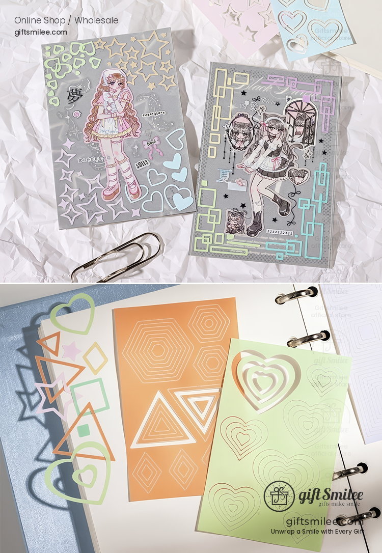 Pastel Die‑Cut Hollow Geometric Borders Sticker Pack | KS-SA-4377