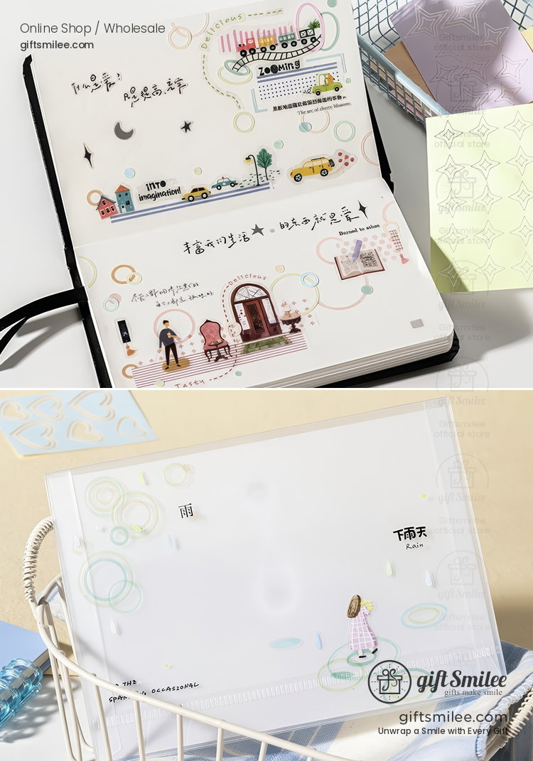 Pastel Die‑Cut Hollow Geometric Borders Sticker Pack | KS-SA-4377