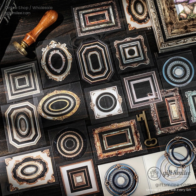 Vintage Gilded Frame Pet Clear Layers Decorative Frame Sticker Book | KS-SA-4378