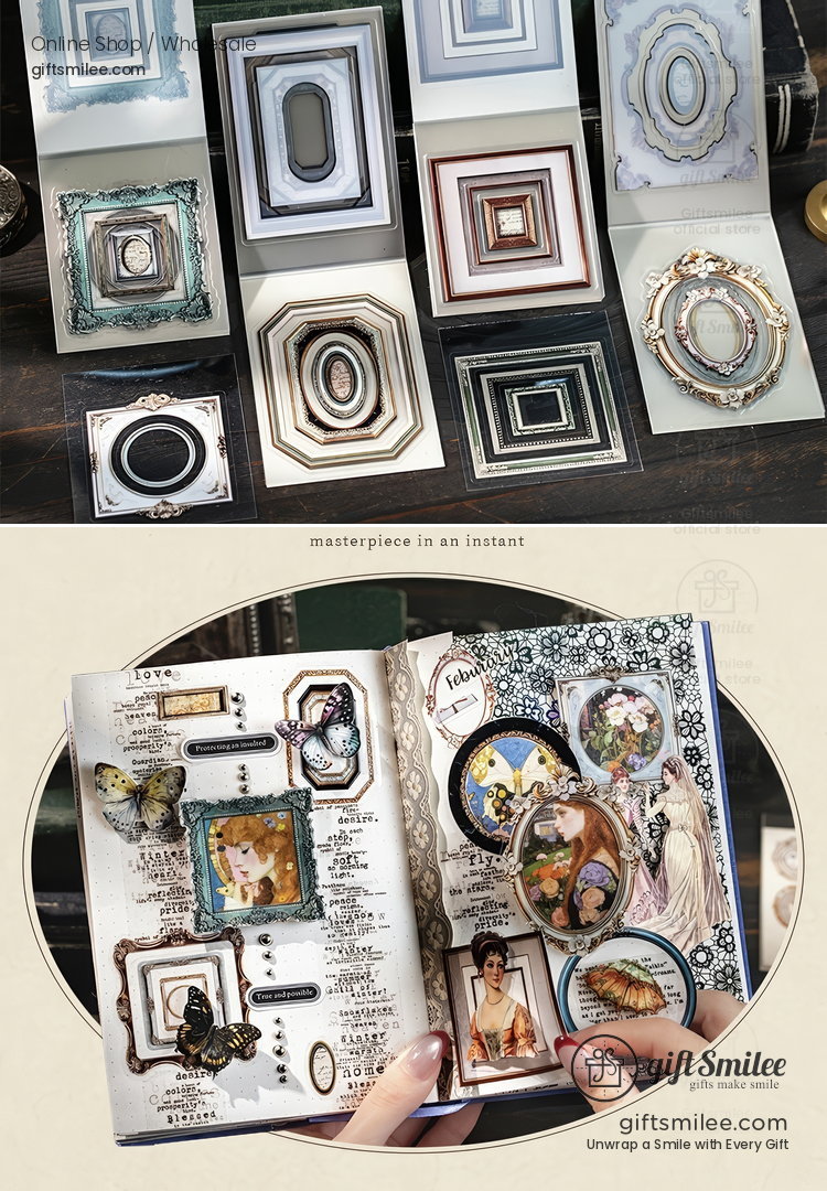 Vintage Gilded Frame Pet Clear Layers Decorative Frame Sticker Book | KS-SA-4378
