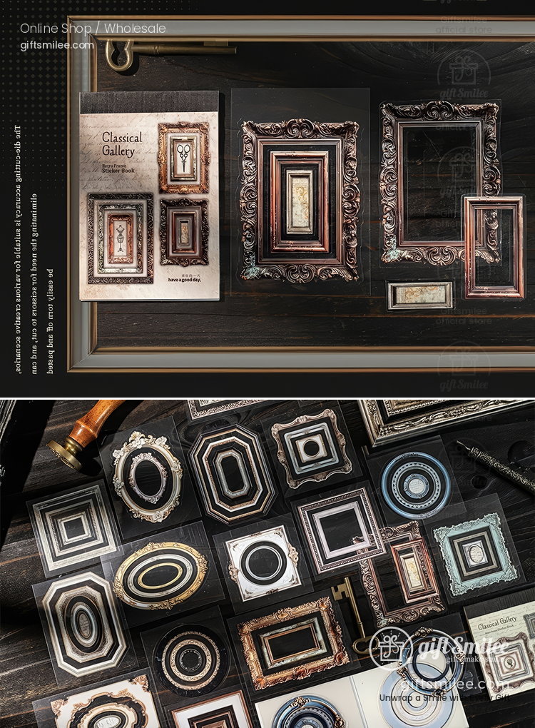 Vintage Gilded Frame Pet Clear Layers Decorative Frame Sticker Book | KS-SA-4378