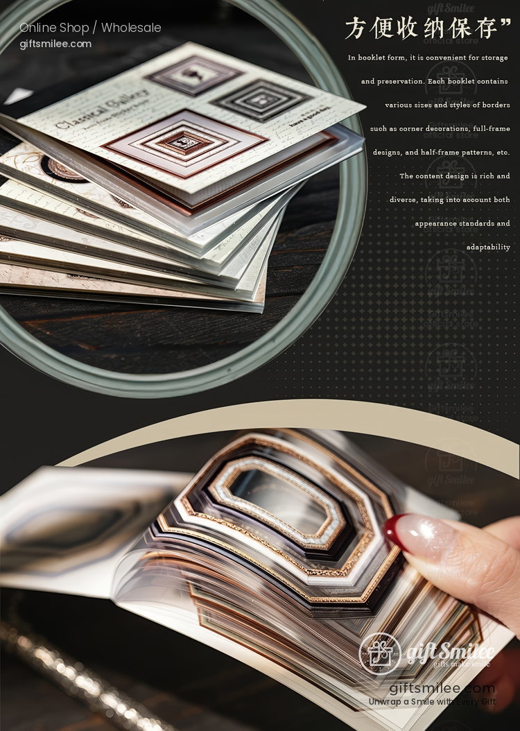 Vintage Gilded Frame Pet Clear Layers Decorative Frame Sticker Book | KS-SA-4378