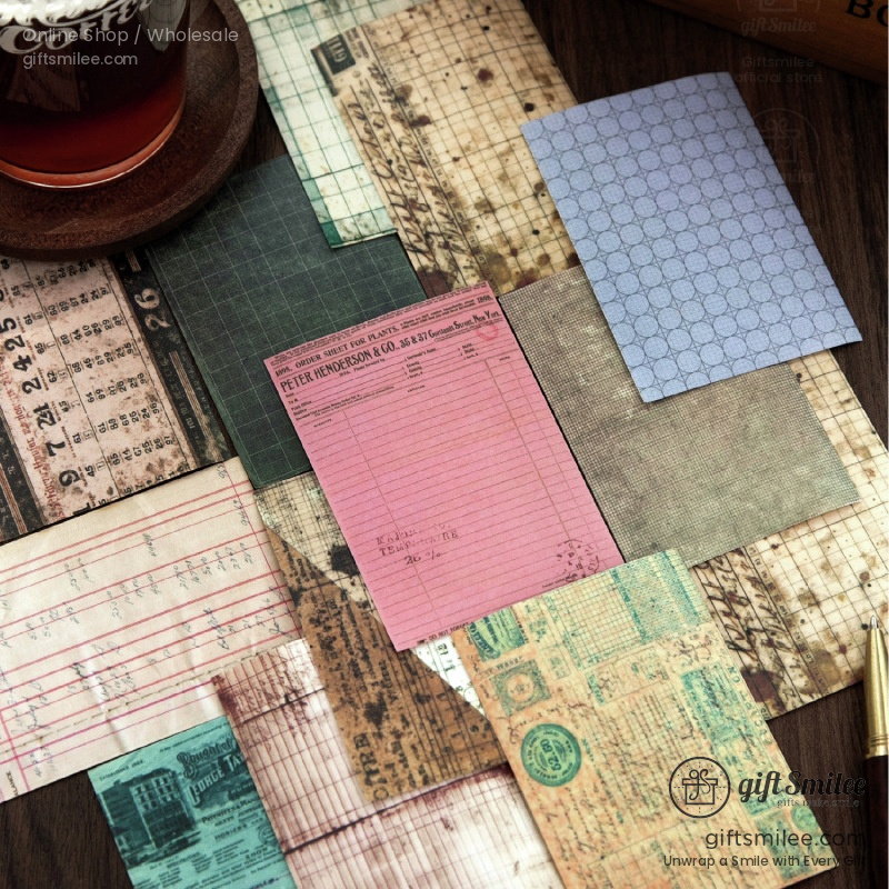 Vintage Ledger Print Adhesive Sheets Sticker Paper Pad | KS-SA-4380