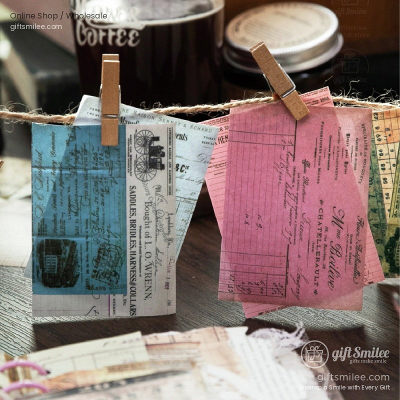 Vintage Ledger Print Adhesive Sheets Sticker Paper Pad | KS-SA-4380