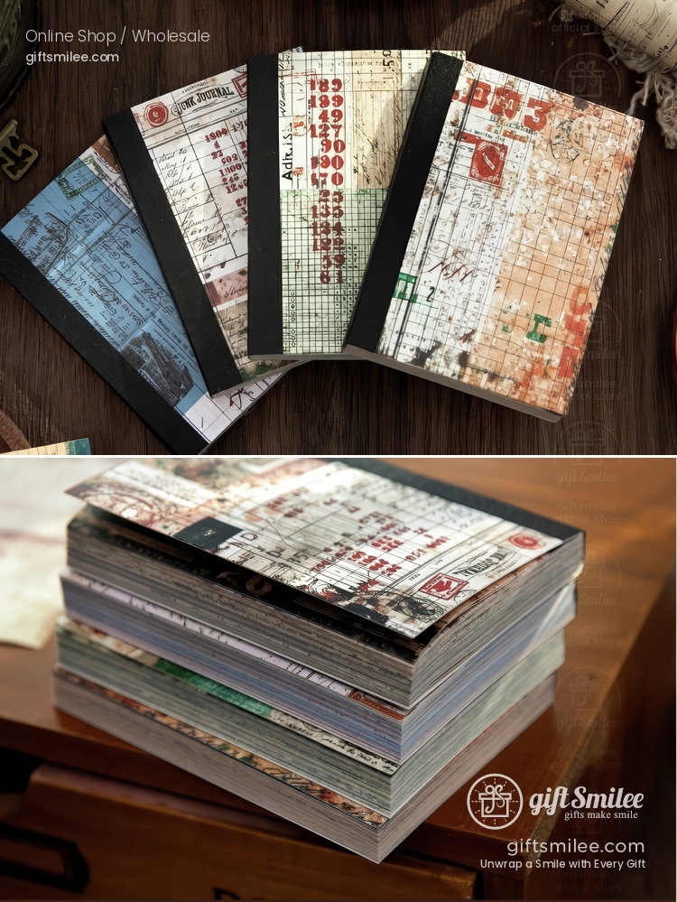 Vintage Ledger Print Adhesive Sheets Sticker Paper Pad | KS-SA-4380