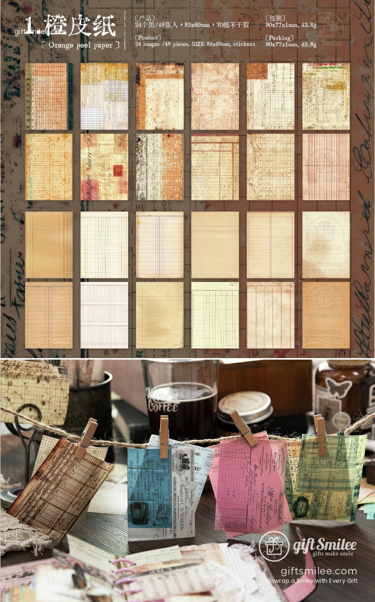 Vintage Ledger Print Adhesive Sheets Sticker Paper Pad | KS-SA-4380