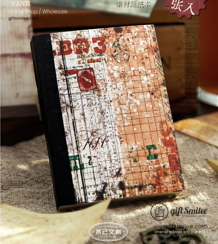 Vintage Ledger Print Adhesive Sheets Sticker Paper Pad | KS-SA-4380