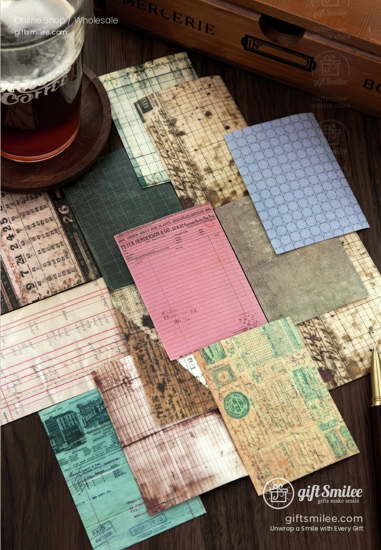 Vintage Ledger Print Adhesive Sheets Sticker Paper Pad | KS-SA-4380
