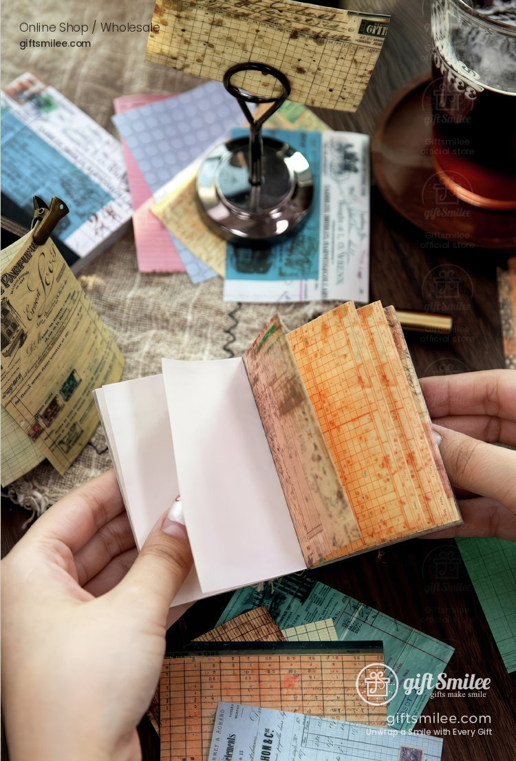 Vintage Ledger Print Adhesive Sheets Sticker Paper Pad | KS-SA-4380
