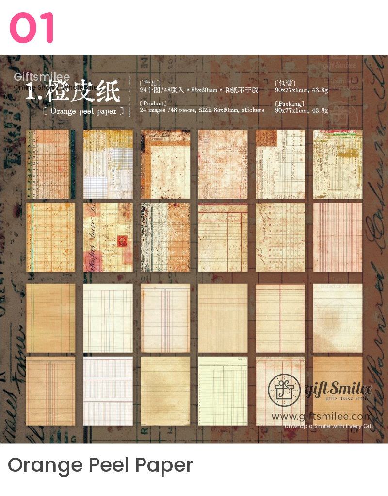 Vintage Ledger Print Adhesive Sheets Sticker Paper Pad | KS-SA-4380