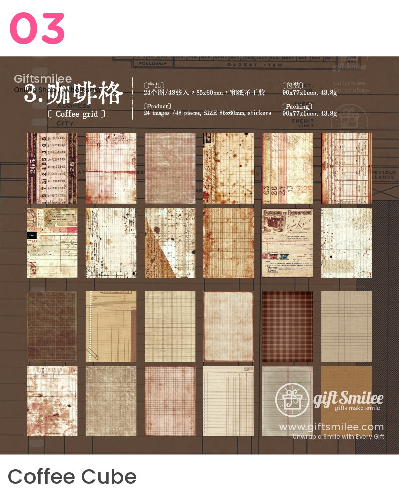 Vintage Ledger Print Adhesive Sheets Sticker Paper Pad | KS-SA-4380