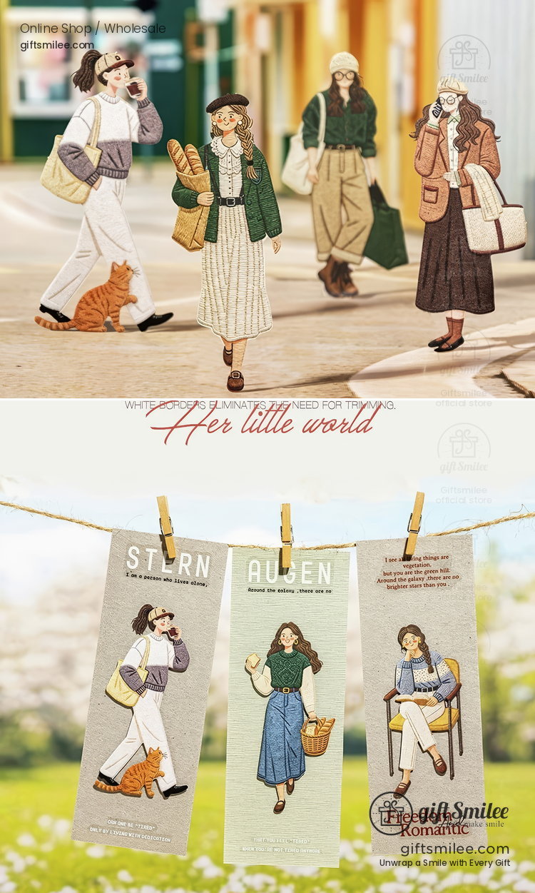 Die-Cut Borderless Embroidery-Texture Sticker Pack | KS-SA-4381