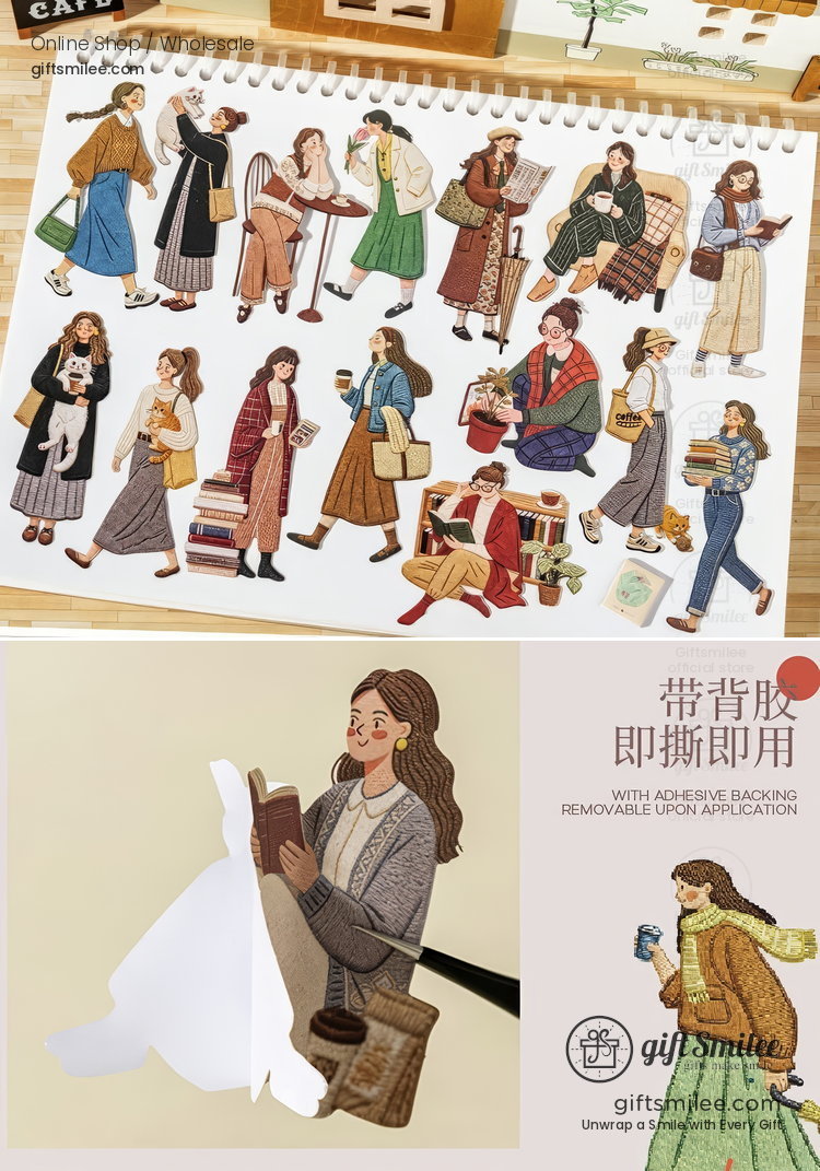 Die-Cut Borderless Embroidery-Texture Sticker Pack | KS-SA-4381